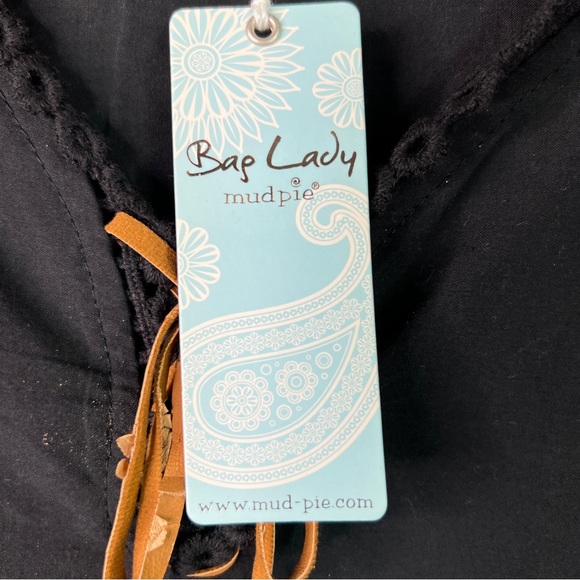 Mud Pie (Flawed Tie String) XL Black Coverup With Eyelet Lace Trim Pullover - Picture 9 of 13